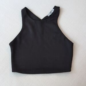 Zara Black Fitted Crop Tank Top
